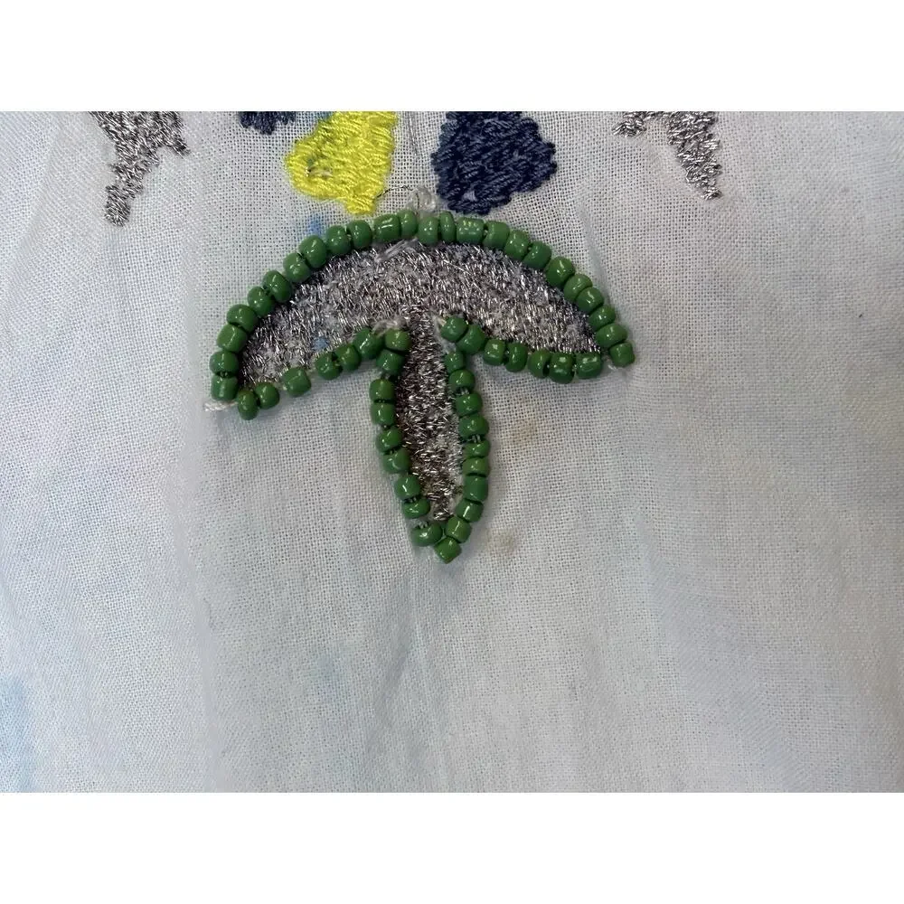 SUNDANCE Tunic Women’s Sz L Dreaming In Color Beaded Tie Dyed Coverup Flaws - Picture 7 of 12